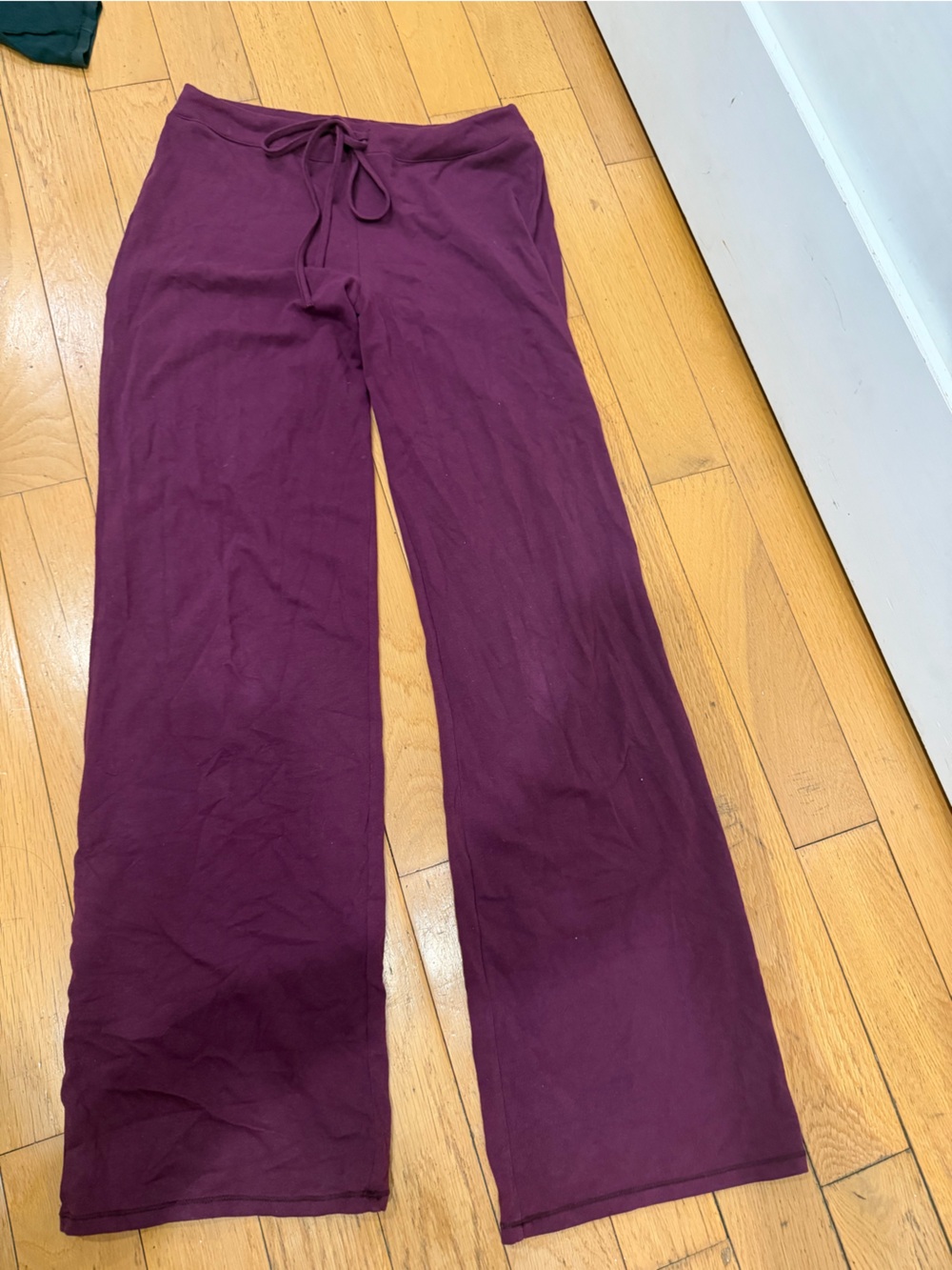 SKIMS cotton jersey straight leg Women's Wide-Leg Drawstring Pants - Plum